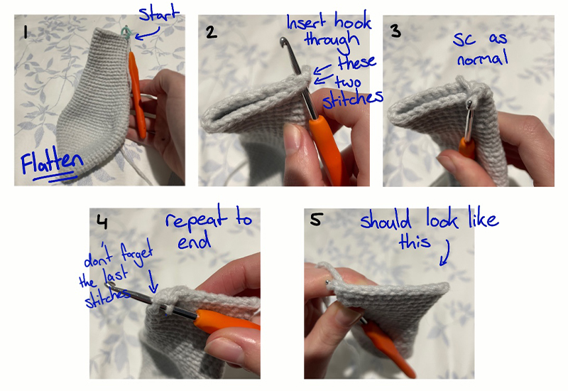 visual instructions for the last row of the ear