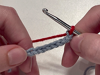 crocheting into chain step 2