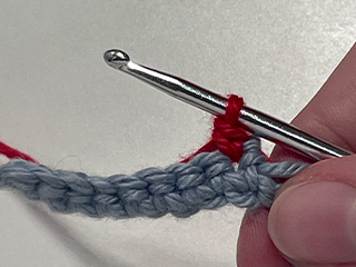 crocheting into chain step 9
