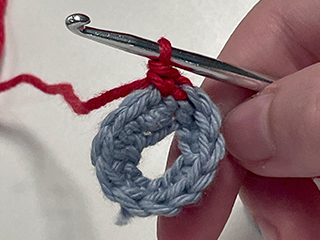 crocheting into chain loop step 1