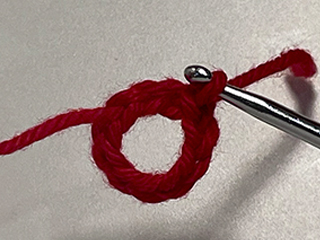 crocheting into chain loop step 1