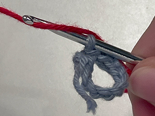crocheting into chain loop step 1