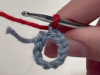 crocheting into chain loop step 1