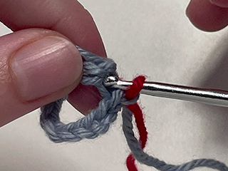 crocheting into chain loop step 1