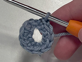 crocheting into chain loop step 1