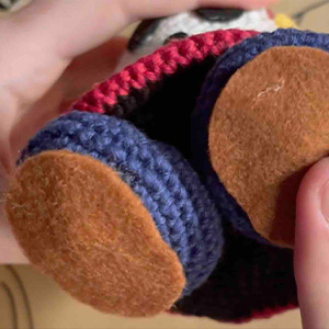 felt soles attached to shoes